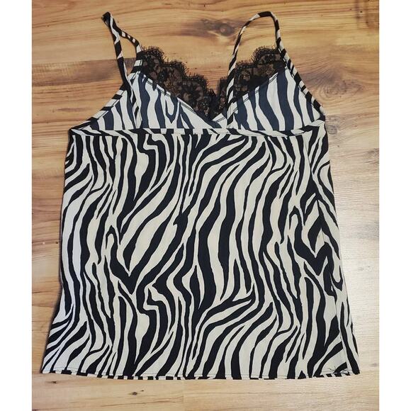 Sweet Claire zebra stripe eyelash lace camisole black tan medium - Picture 3 of 5
